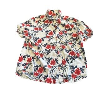 Goodfellow & Co Floral Casual Button Down Shirt - Red and White